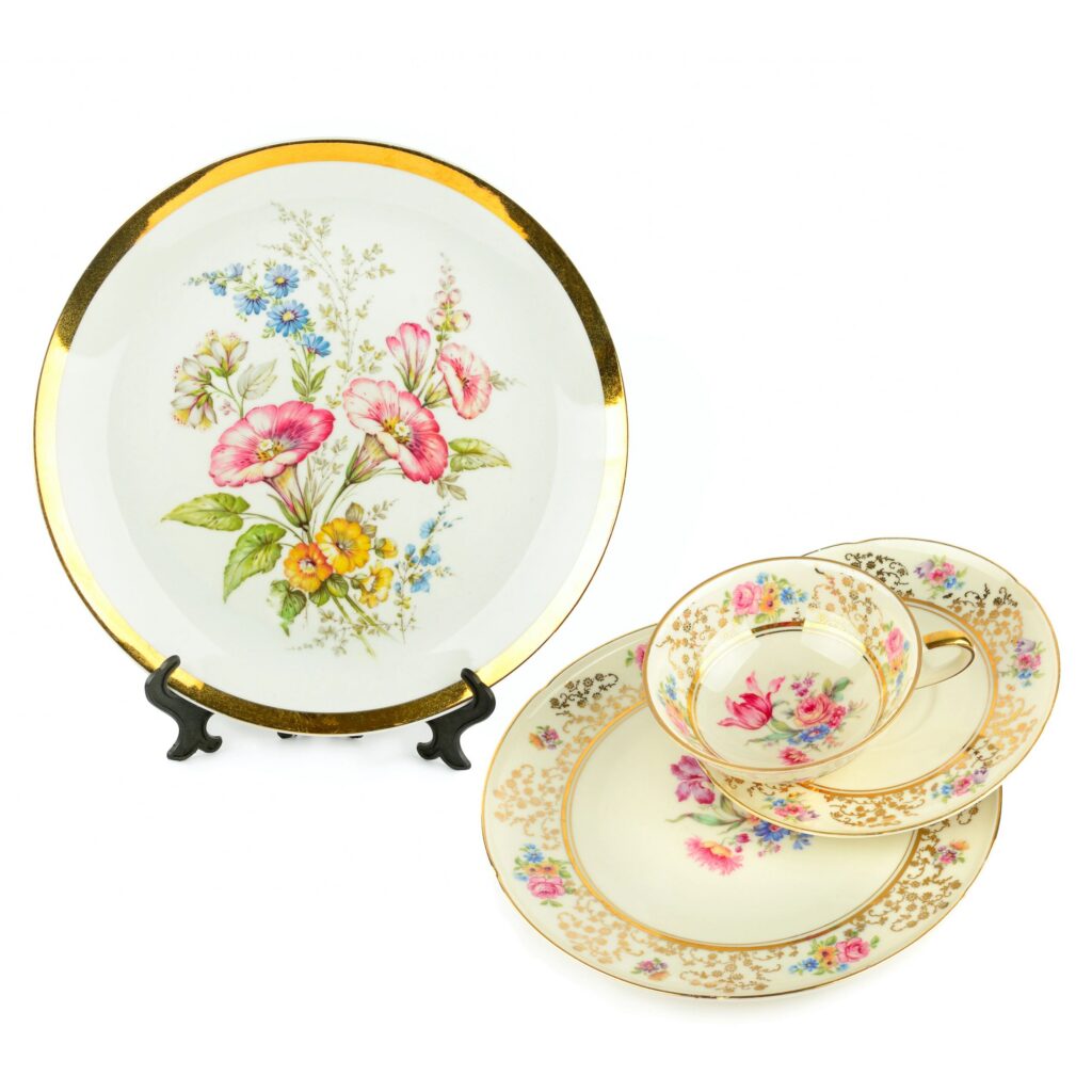 Elegant Vintage Fine Bone China Tea Set with Floral Patterns